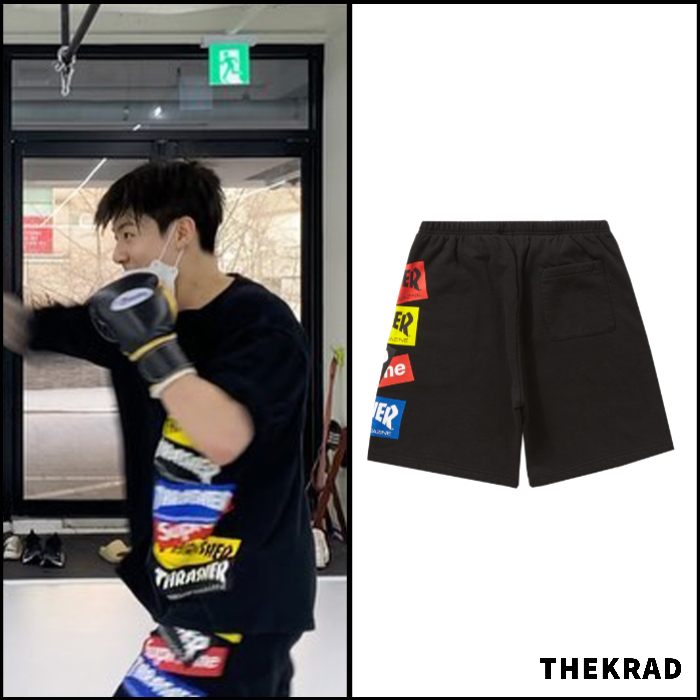 BTS Jungkook practices boxing wearing Supreme x Thrasher collab