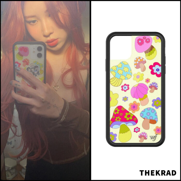 Baek Yerin takes a mirror selfie with Wild Flower iPhone case