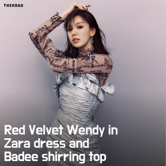 Red Velvet Wendy in Zara dress and Badee shirring top