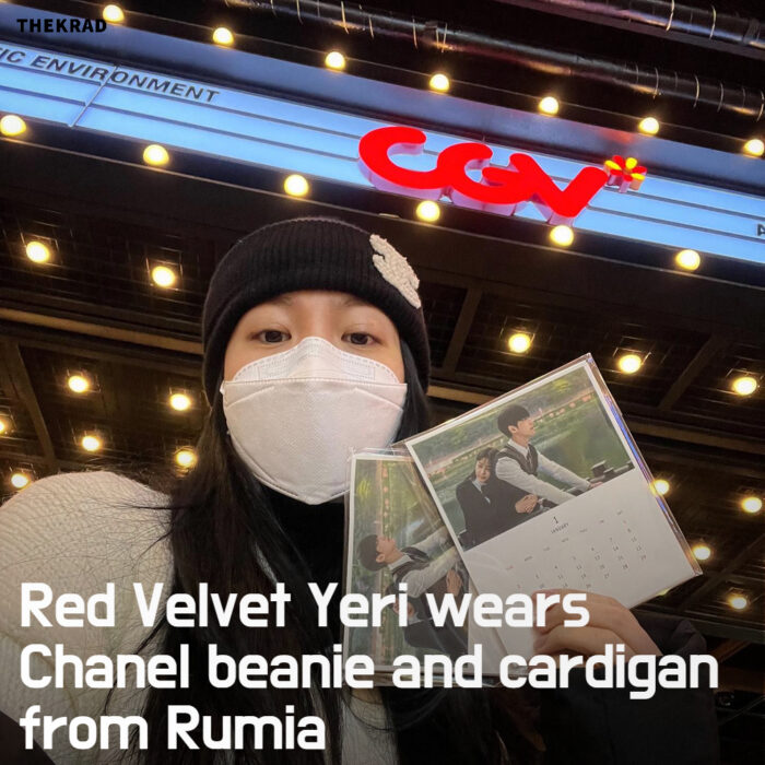 Red Velvet Yeri wears Chanel beanie and cardigan from Rumia