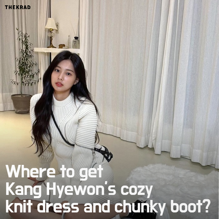 Where to get Kim Hyewon's cozy knit dress and chunky boots?