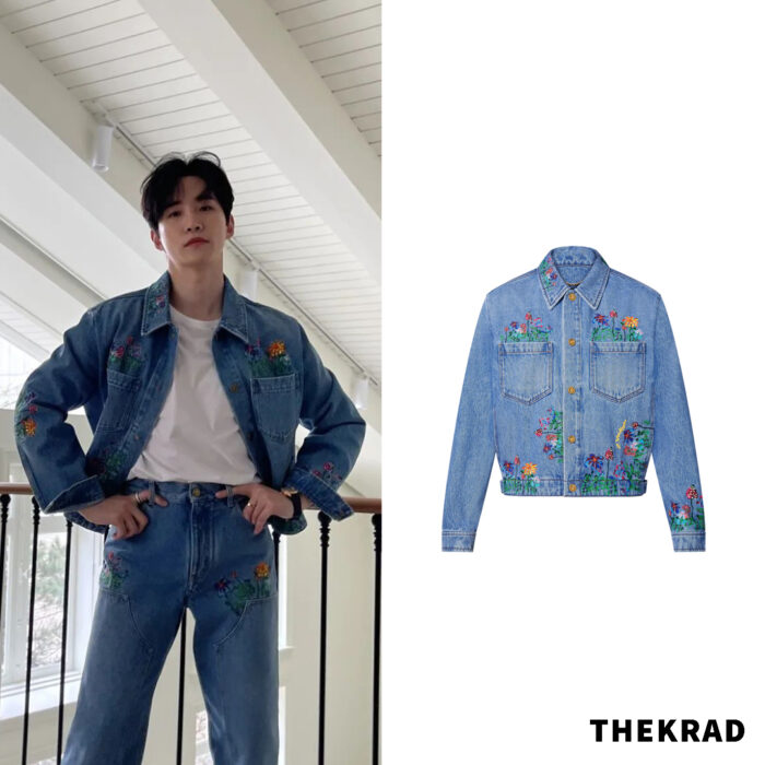 2PM Junho shared a behind scene photo wearing Louis Vuitton denim jacket and jeans