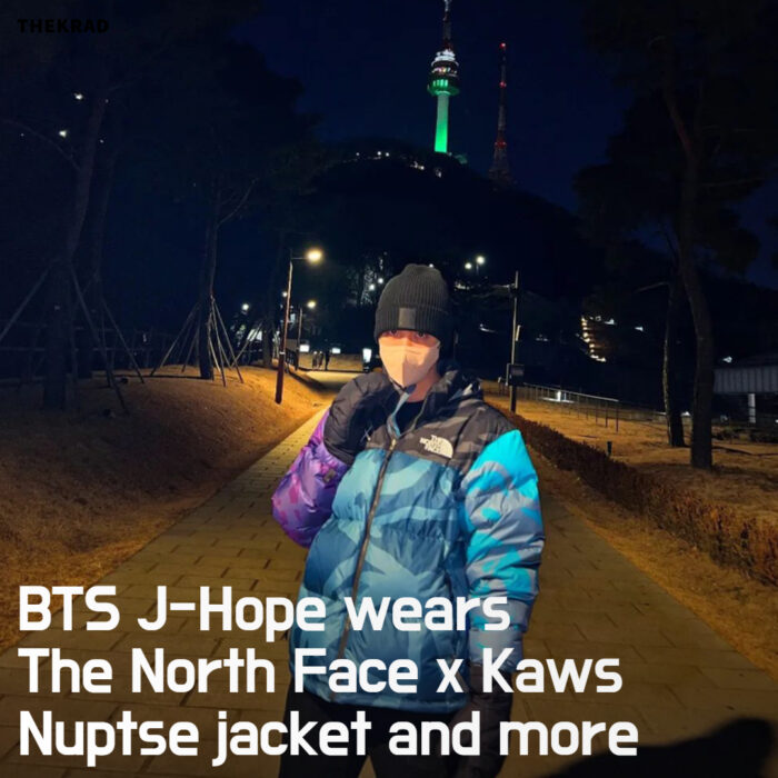 BTS J-Hope wears The North Face x Kaws Nuptse jacket and more
