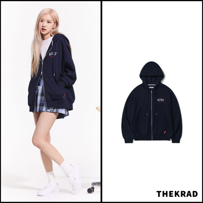 Blackpink Rose appeared in 5252 By OIOI lookbook in a classic zip up hoodie