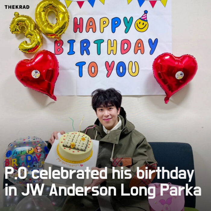 P.O celebrated his birthday in JW Anderson Long Parka