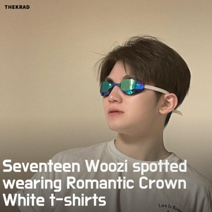 Seventeen Woozi spotted wearing Romantic Crown White t-shirts