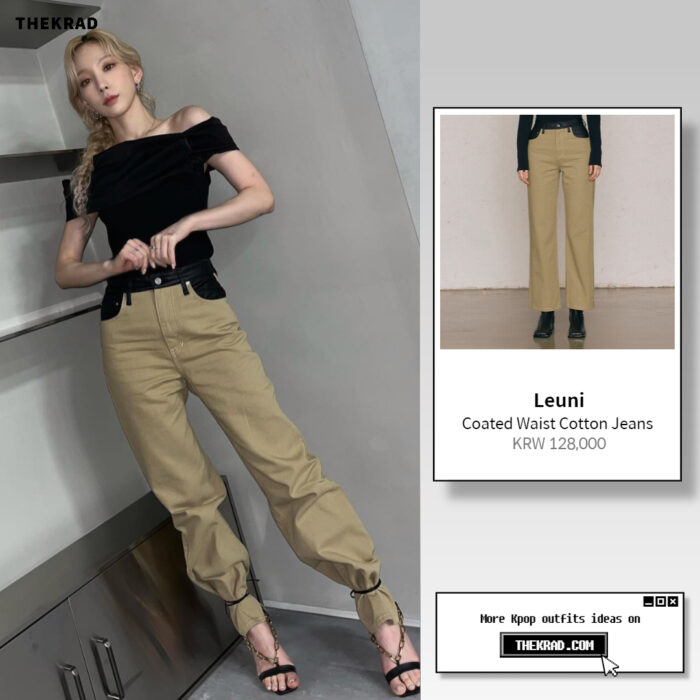 Taeyeon was seen wearing Leumi coated waist cotton jeans on Instagram