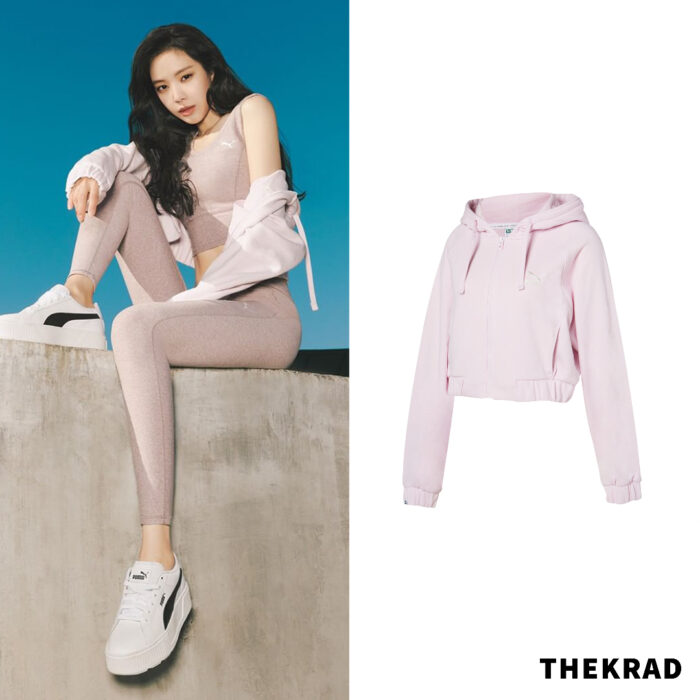 Apink Son Na Eun rocking her fitspo outfits in Puma ad (jacket, leggings)