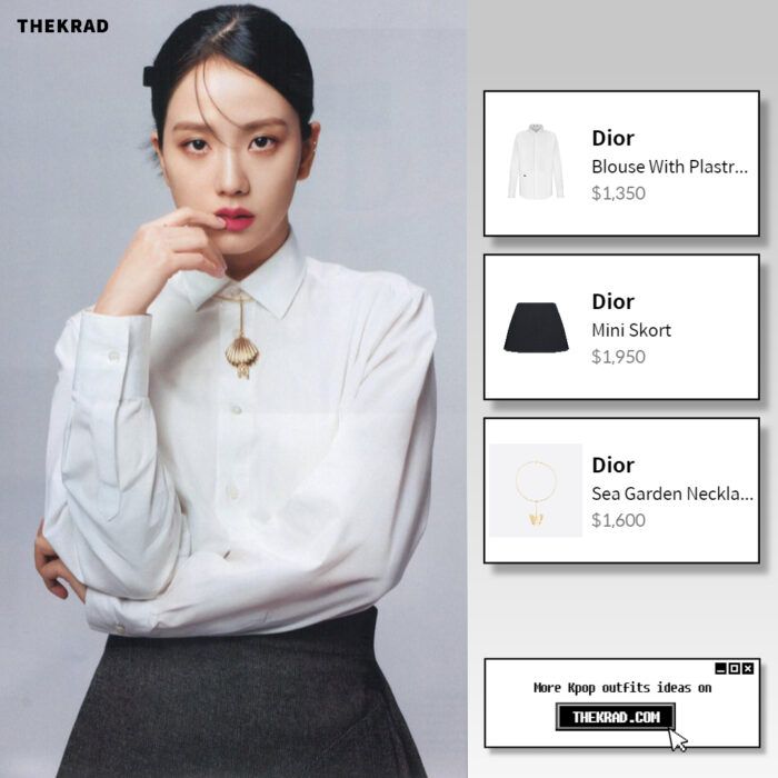 Blackpink Jisoo was seen wearing Dior shirt, skort and necklace from Dazed Korea x Dior Beauty pictorial