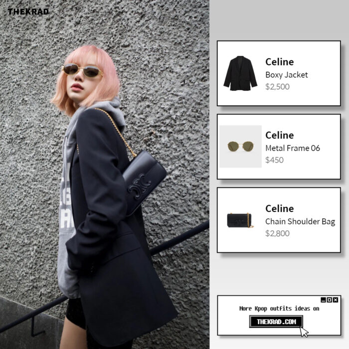 Blackpink Lisa outfit from Feb 25, 2022 : Celine jacket and more