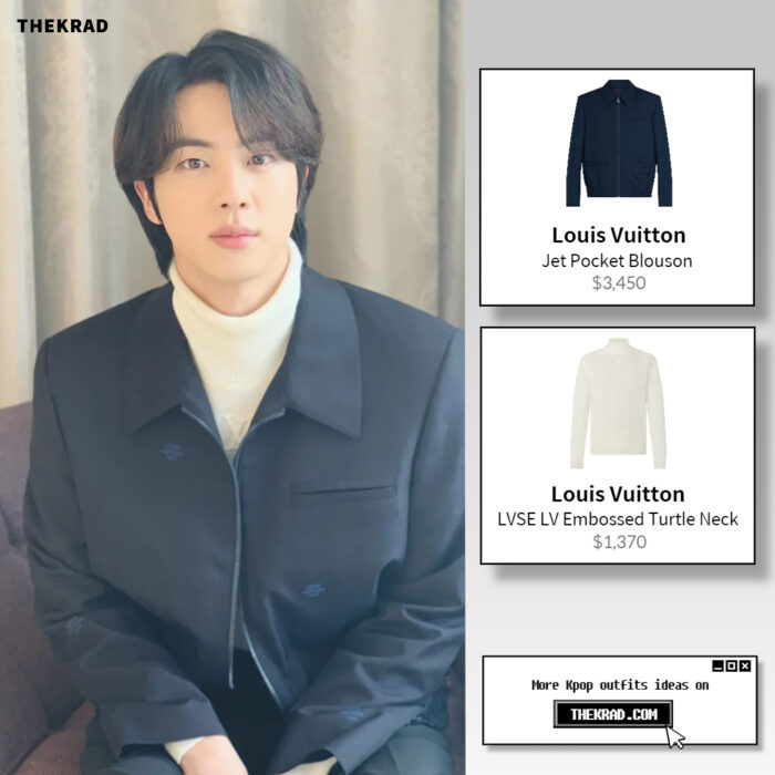 BTS Jin dropped a photo on Instagram wearing Louis Vuitton jacket and turtleneck