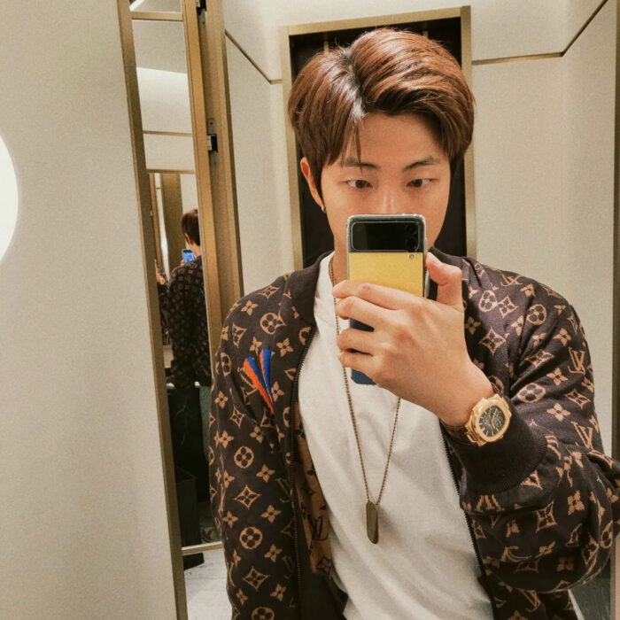 BTS RM was seen wearing Louis Vuitton jacket and patek philippe watch on Instagram