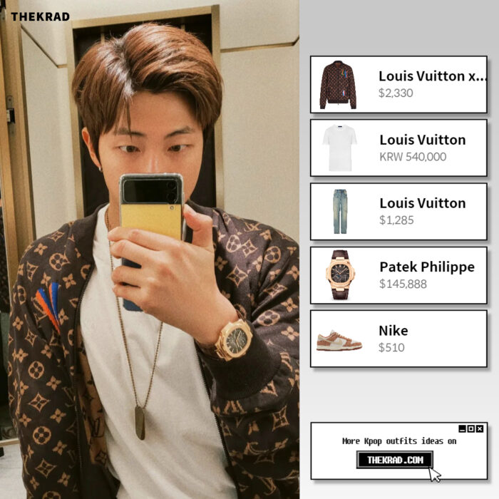 BTS RM was seen wearing Louis Vuitton jacket and patek philippe watch on Instagram
