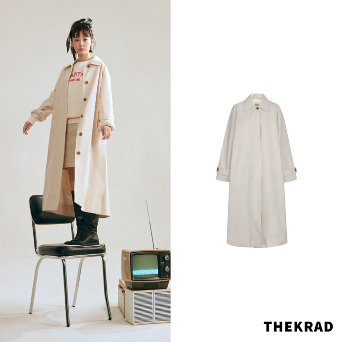 Jung Yu Mi x Marithe Francois Girbaud ad outfits (coat, sweatshirts and skirt)