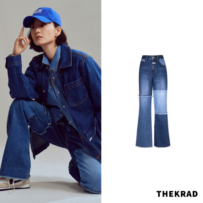 Jung Yu Mi x Marithe Francois Girbaud ad outfits (jacket, jeans and Nike shoe)