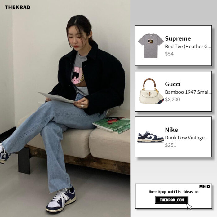 Korean actress Cha Jung Won is seen wearing Supreme, Gucci and Nike