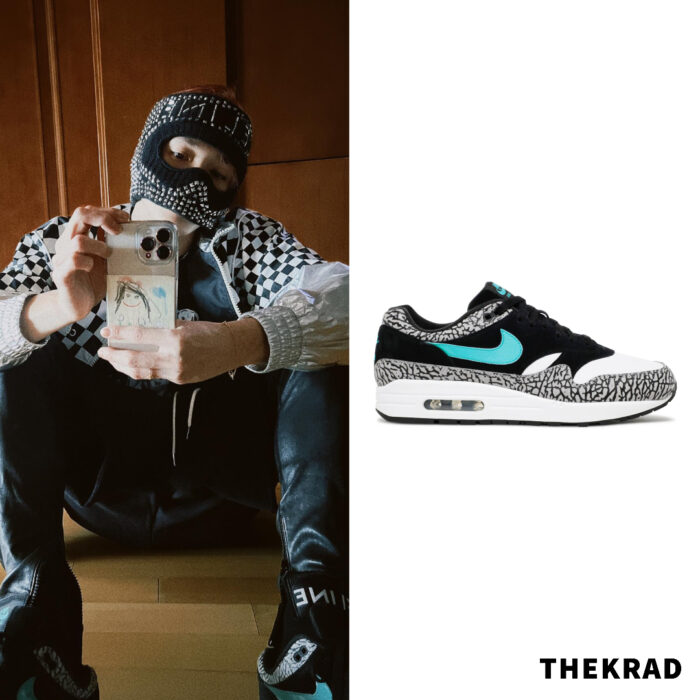 NCT Taeyong dropped a mirror selfie wearing chic Celine and a Nike x Atmos Air Max 1 'Elephant'