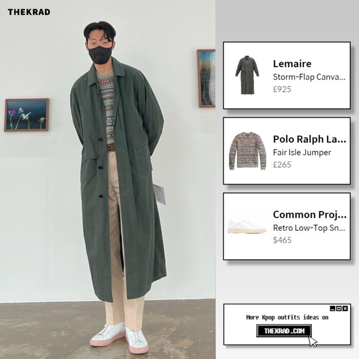 Ryu Jun Yeol visited a museum wearing Lemaire coat and Polo Ralph Lauren sweater