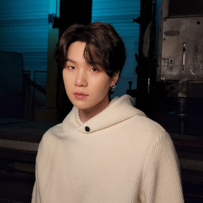 Suga was spotted wearing Solid Homme hoodie and more from Samsung Galaxy x BTS pictorial