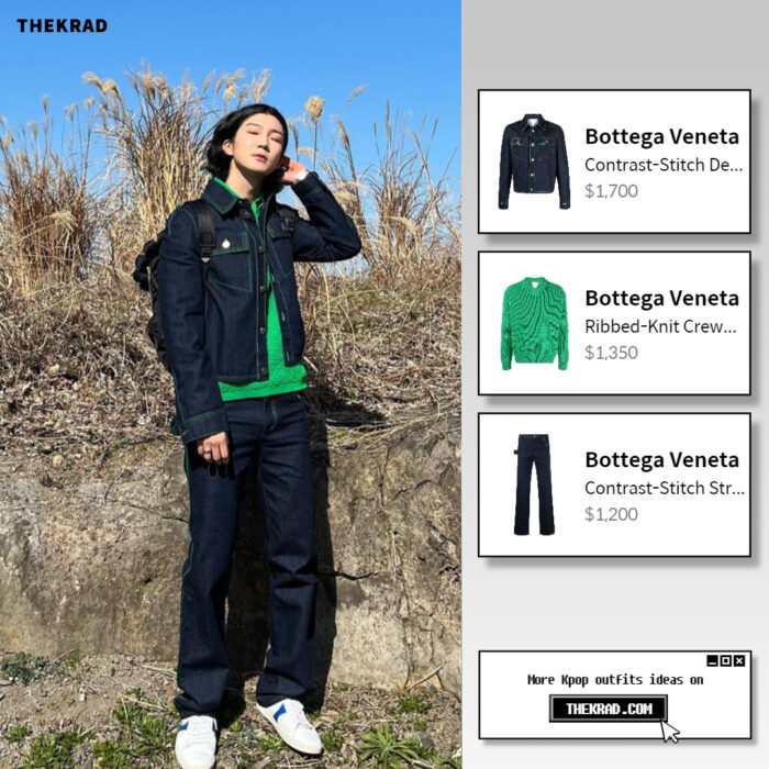 Winner Seunghoon is seen wearing Bottega Veneta denim jacket and jeans