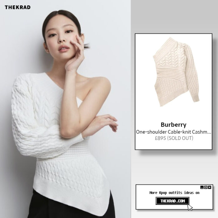 Blackpink Jennie outfit in Olens advertisement : Burberry sweater