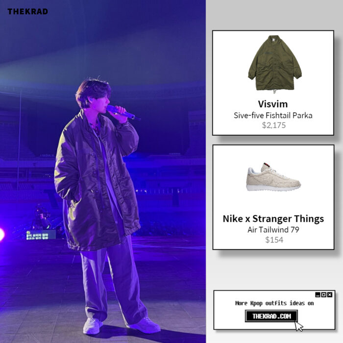 BTS V outfit from March 8, 2022 : Visvim parka and more