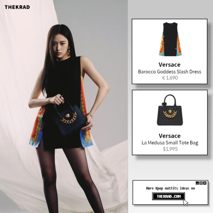 IVE Yujin outfit from March 24, 2022 : Versace bag and more