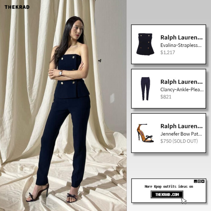 Krystal outfit from March 29, 2022 : Ralph Lauren Collection bustier and more
