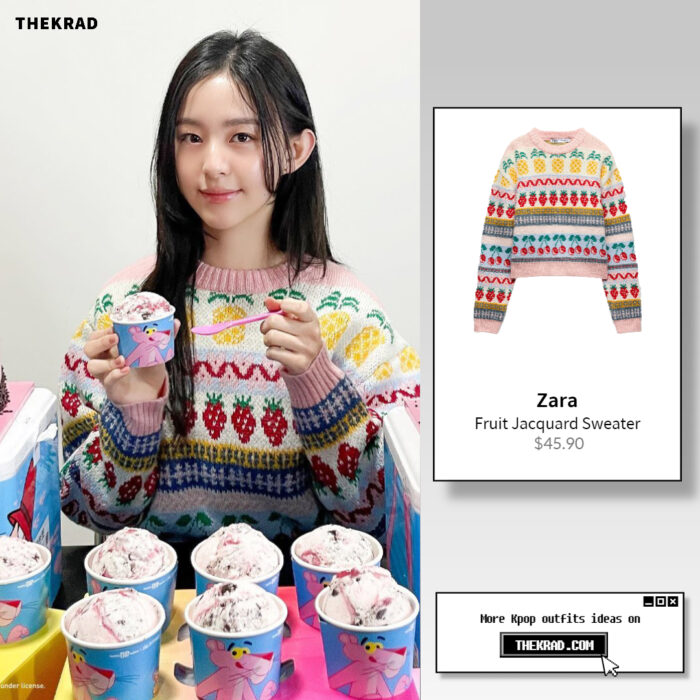 Park Ji Hu outfit from March 11, 2022 : Zara sweater