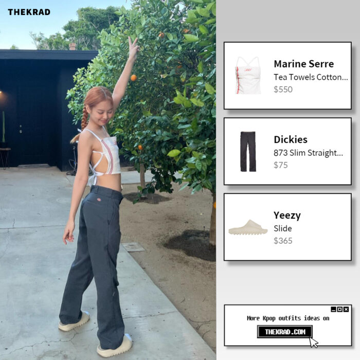 Blackpink Jennie outfit from April 24, 2022 : Yeezy slides and more