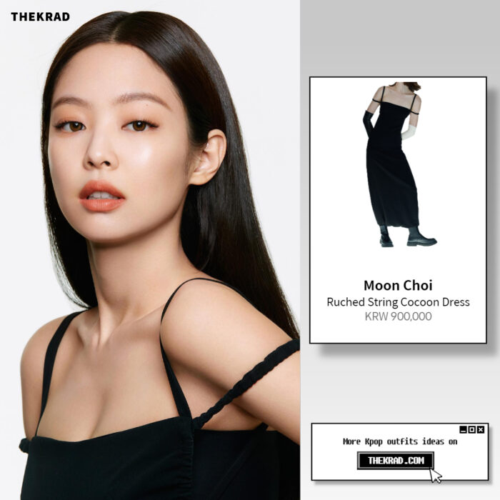 Blackpink Jennie outfit in Hera advertisement from April 28, 2022 : Moon Choi dress