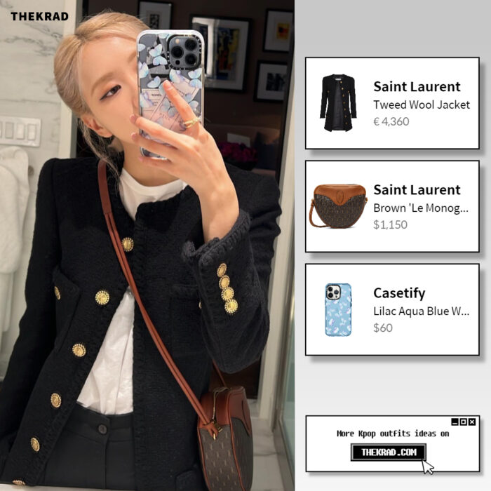 Blackpink Rose outfit from April 23, 2022 : Saint Laurent jacket and more