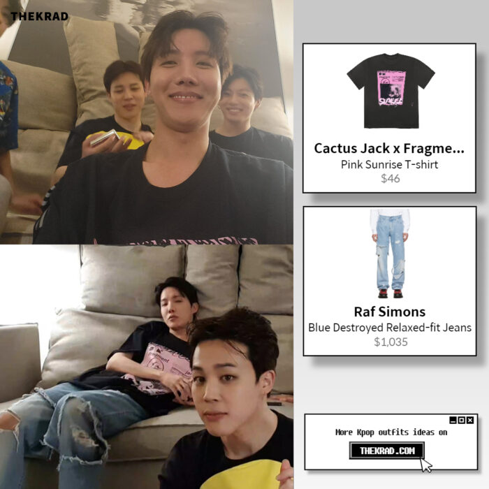 BTS J-Hope outfit from April 16, 2022 : Raf Simons jeans and more