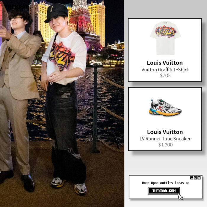 BTS J-Hope outfit from April 8, 2022 : Louis Vuitton t-shirt and more