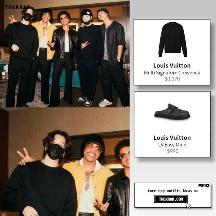 BTS Jimin outfit from April 2, 2022 : Louis Vuitton sweater and more