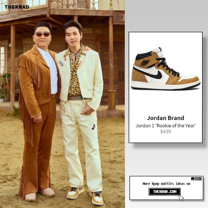 BTS Suga outfit in Psy 'That That' (Feat. Suga) : Air Jordan 1 High 'Rookie of the Year'