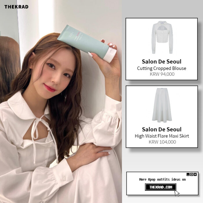 (G)I-dle Miyeon outfit from April 6, 2022 : Salon De Seoul blouse and more