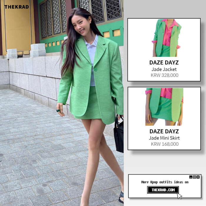 Hyomin outfit from April 3, 2022 : Daze Dayz jacket and more