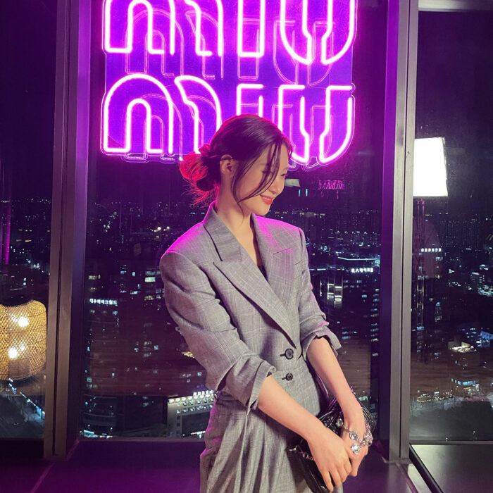 Jung Chae Yeon outfit from April 21, 2022 : Miu Miu jacket and more