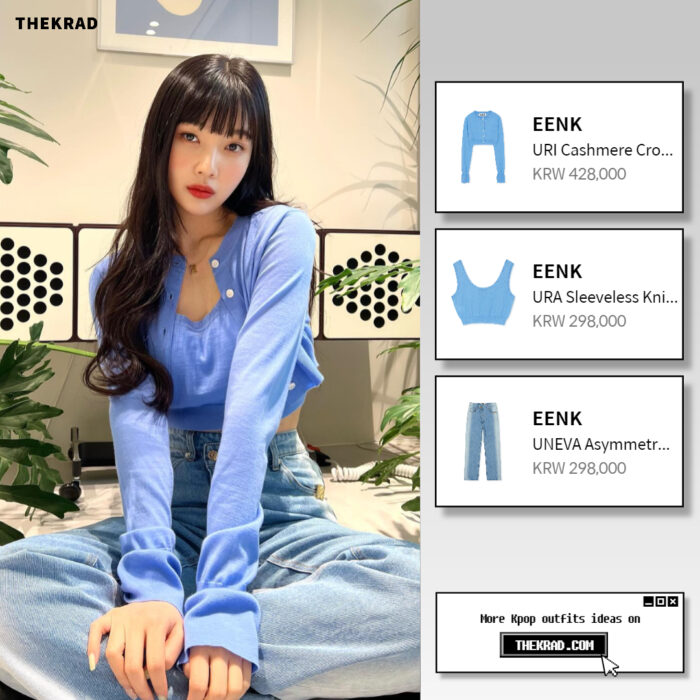 Red Velvet Joy outfit from April 12, 2022 : EENK jeans and more