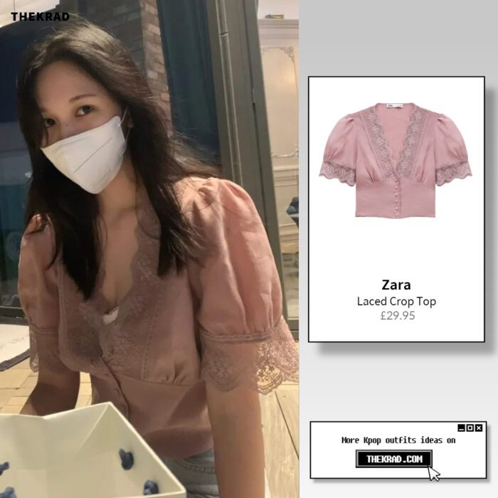 Twice Mina outfit from March 24, 2022 : Zara crop top