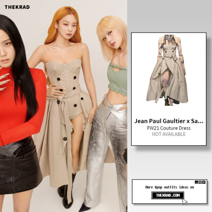 Blackpink Jennie outfit in Rolling Stone June 2022 cover : Jean Paul Gaultier x Sacai dress