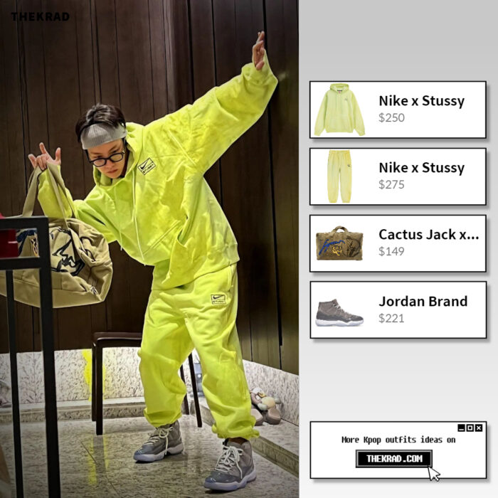 BTS J-Hope outfit from May 13, 2022 : Nike x Stussy hoodie and more