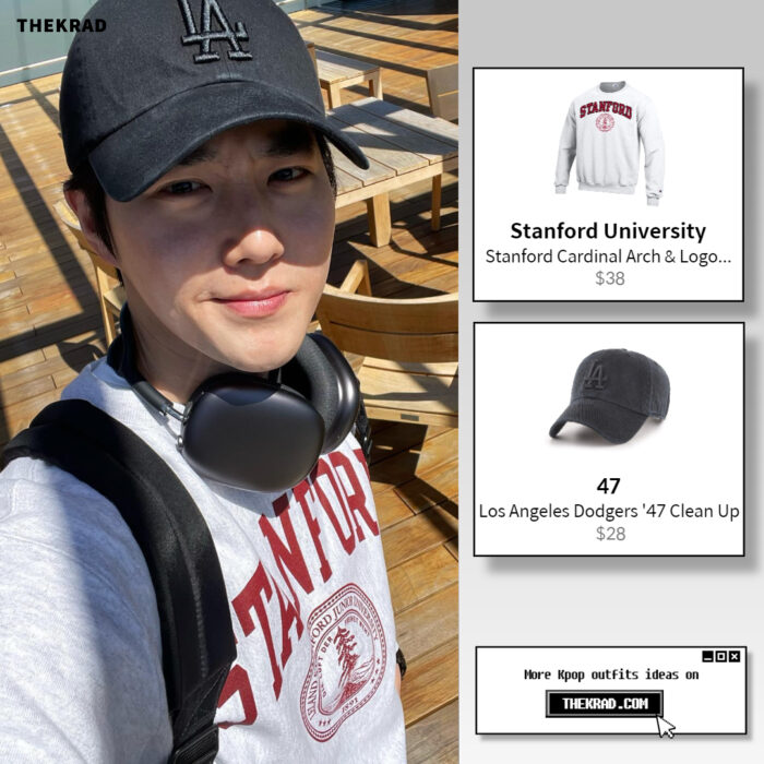 EXO Suho outfit from May 24, 2022 : Stanford University sweatshirt and more
