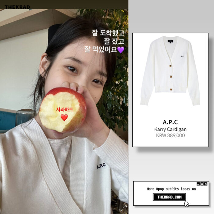 IU outfit from May 25, 2022 : A.P.C cardigan