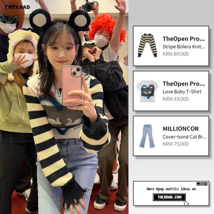 IU outfit in 'Today's birthday party, "Jieun's 4 Cut"' video : Millioncor jeans and more