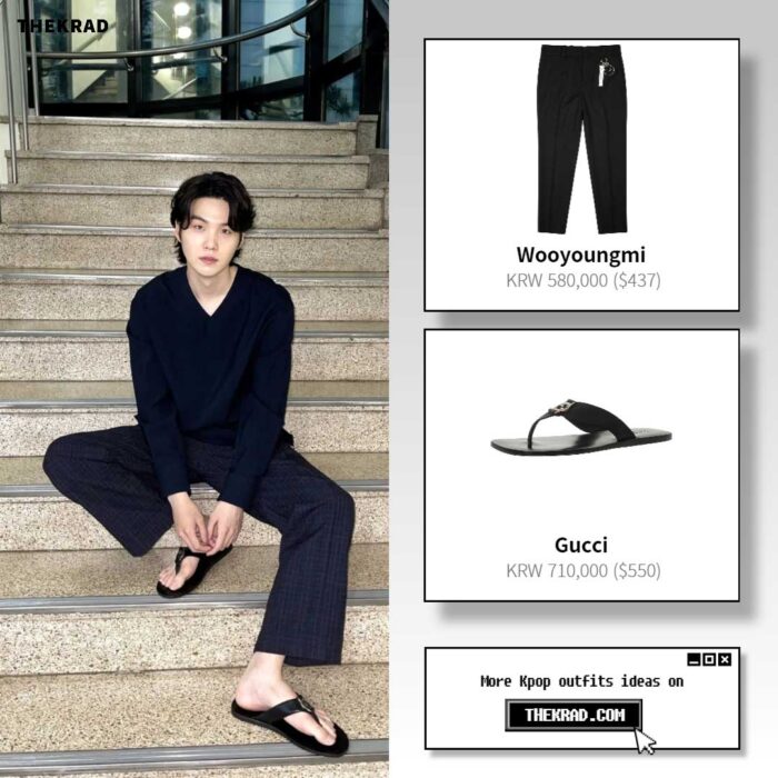 BTS Suga outfit from June 11, 2022 : Wooyoungmi pants and more