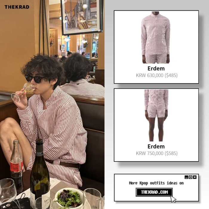 BTS V outift from June 27, 2022 : Erdem shirt and more