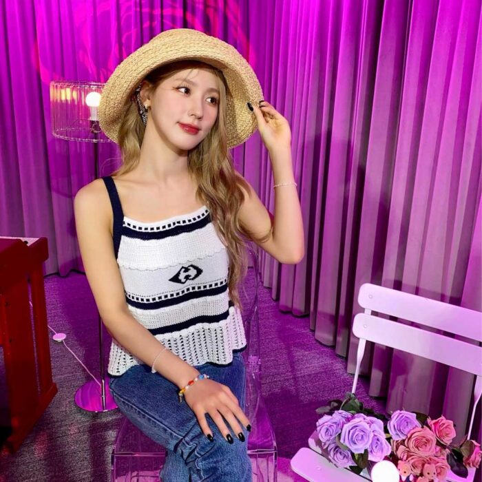 (G)I-Dle Miyeon outfit seen from 'Gossip Idle' ep.71 : Lucky Chouette sleeveless top and more