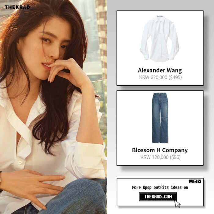 Han So Hee outfit in Harper's Bazaar editorial from May 28, 2022 : Alexander Wang shirt and more